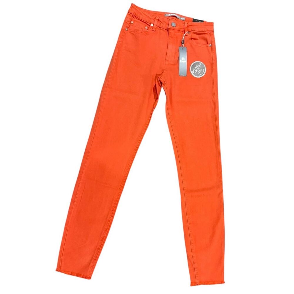 NWT Tractr Mona High Rise Slim Fit Coral Raw Hem Sz 0 Womens